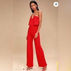 Power of Love Red Strapless Jumpsuit